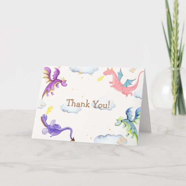 Carte De Remerciements Magic Fairytale Baby shower Dragon Magique (Devant)
