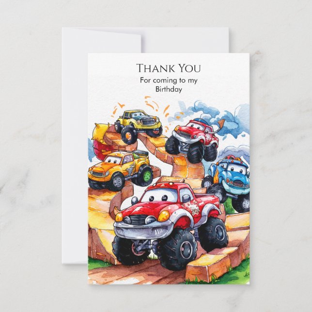 Carte De Remerciements Magic Road Monster Truck Anniversaire (Devant)