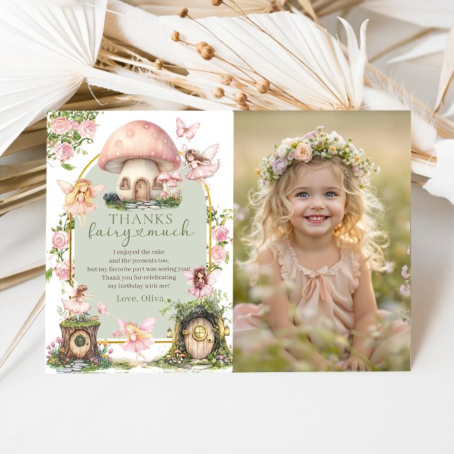 Carte De Remerciements Magical Mushroom Fairy Birthday Photo (Créateur téléchargé)