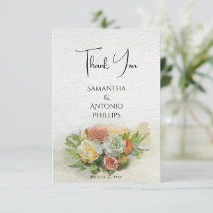 Carte De Remerciements Magnifique bouquet de fleurs Art aquarelle