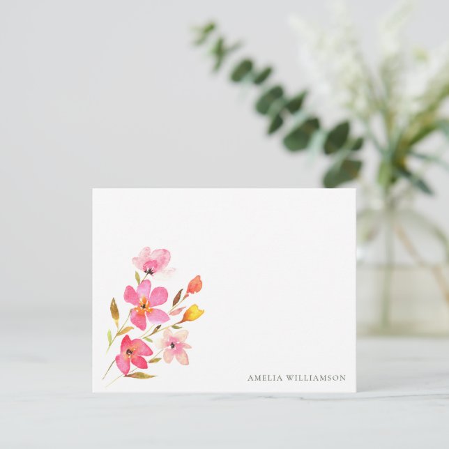Carte De Remerciements Magnifique douche de mariage florale aquarelle ros (Debout devant)