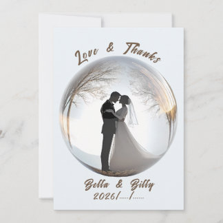 Carte De Remerciements Magnifique Globe de Verre Mariage