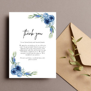 Carte De Remerciements Magnifique mariage floral bleu poussiéreux