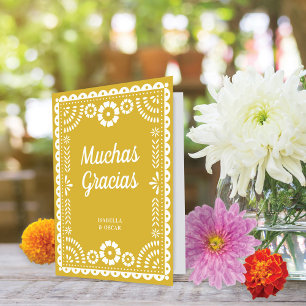 Carte De Remerciements Magnifique papier orné Picado Mariage jaune