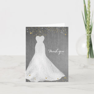 Carte De Remerciements Magnifique robe sur cintre doré pour la douche de