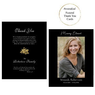 Carte De Remerciements Magnifique Roses d'or Photo funérailles orthodoxes