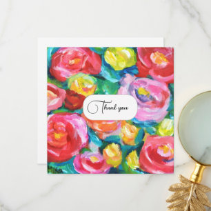 Carte De Remerciements Magnifiques Fleurs de Rose Abstraites Vibrantes Ar