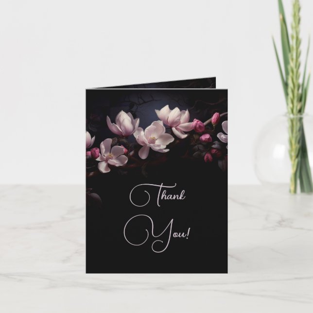 Carte De Remerciements Magnolia Dark Romantic |  Wedding Photo Thank You (Devant)