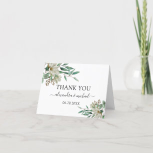Carte De Remerciements Magnolia Eucalyptus Aquarelle Mariage élégant