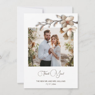 Carte De Remerciements Magnolia Fleur 3D en Ivoire