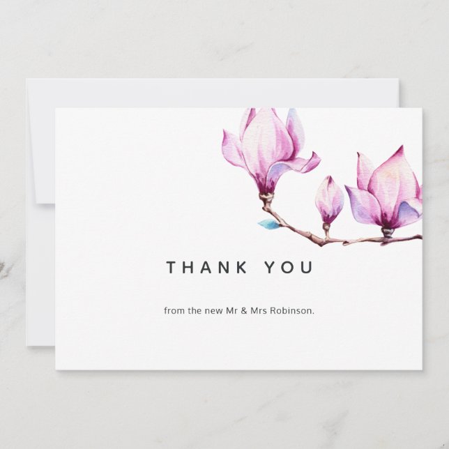 Carte De Remerciements Magnolia Floral (Devant)