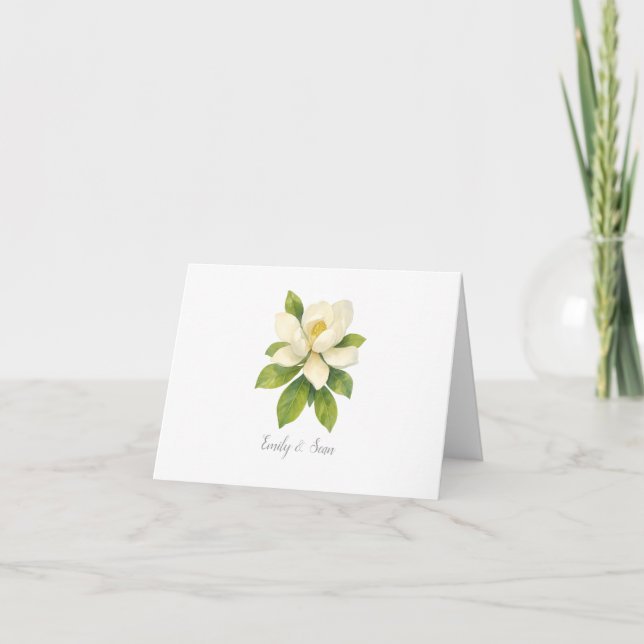Carte De Remerciements Magnolia Flower Custom Wedding Monogram  (Devant)