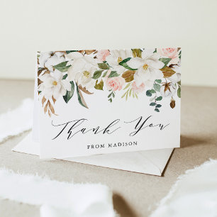 Carte De Remerciements Magnolias Aquarelles Élégants pour Baby Shower