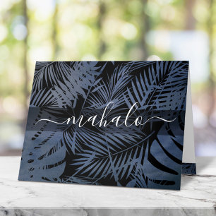 Carte De Remerciements Mahalo marine tropicale feuille de palme script de