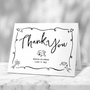 Carte De Remerciements Main noire dessinée de style gribouillis pour la r