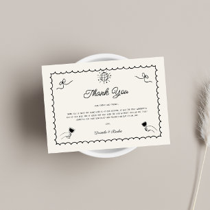 Carte De Remerciements Main rétro tirée Mariage horizontal photo français