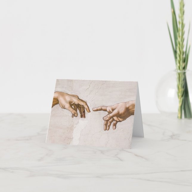 Carte De Remerciements Mains de Dieu le Père et Adam par Michel-Ange (Devant)