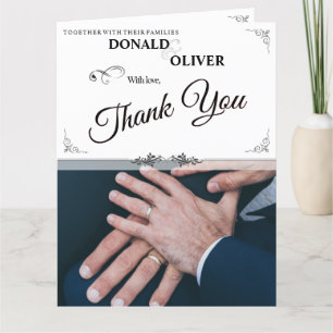 Carte De Remerciements Mains d'un couple gay de mariage avec des anneaux