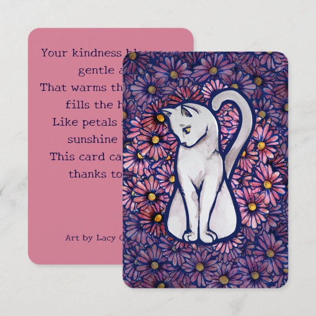 Carte De Remerciements Maisies blanches de chats (Devant / Derrière)