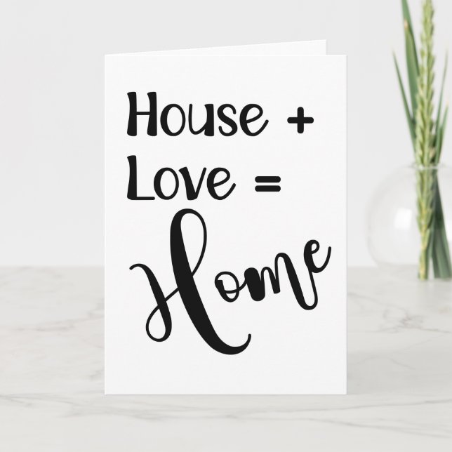 Carte De Remerciements maison + amour = maison immobilier agent maison ou (Devant)