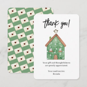 Carte De Remerciements Maison aquarelle du transporteur de courrier perso