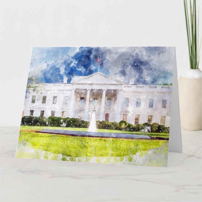 Carte De Remerciements Maison Blanche à Washington DC Watercolor (Devant)