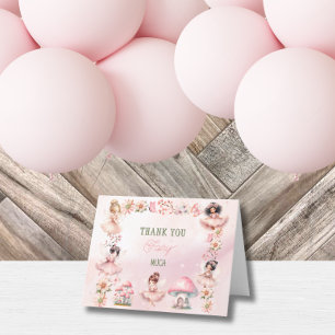 Carte De Remerciements Maison Champignon Fée Rose Anniversaire