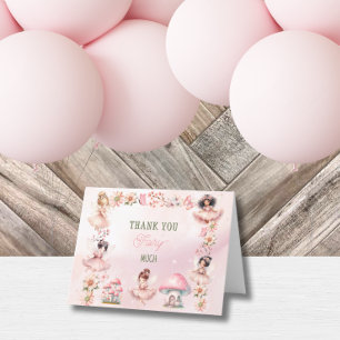 Carte De Remerciements Maison Champignon Rose Fée pour Premier Anniversai