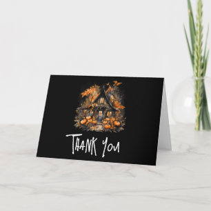 Carte De Remerciements Maison hantée avec citrouilles Halloween