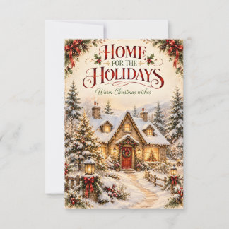 Carte De Remerciements Maison pour les Fêtes de Noël Cottage