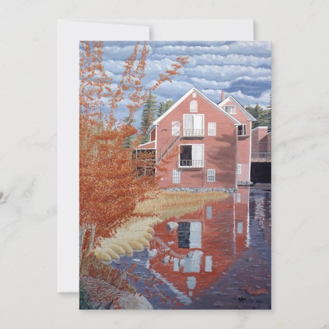 Carte De Remerciements Maison rose en automne (Devant)