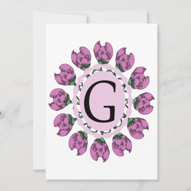 Carte De Remerciements Majuscule G monogramme floral (Devant)