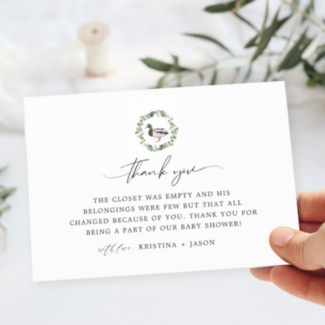 Carte De Remerciements Mallard Duck Little Duckkkling Baby shower (Créateur téléchargé)