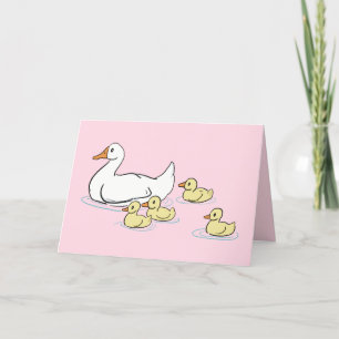 Carte De Remerciements Mama Duck & Baby's Pink Blank Card