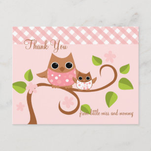 Carte De Remerciements Mama et Baby Owl