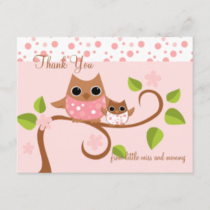 Carte De Remerciements Mama et Baby Owl