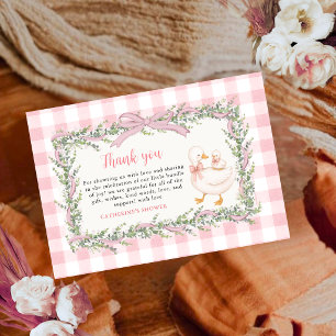 Carte De Remerciements Mama Oie Gingham Rose & Oison Floral Bébé