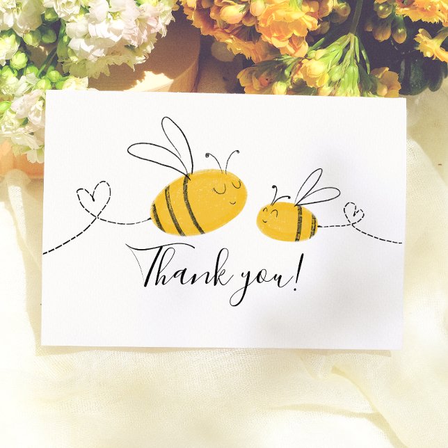 Carte De Remerciements Maman Abeille Bébé Script Remerciement (Créateur téléchargé)