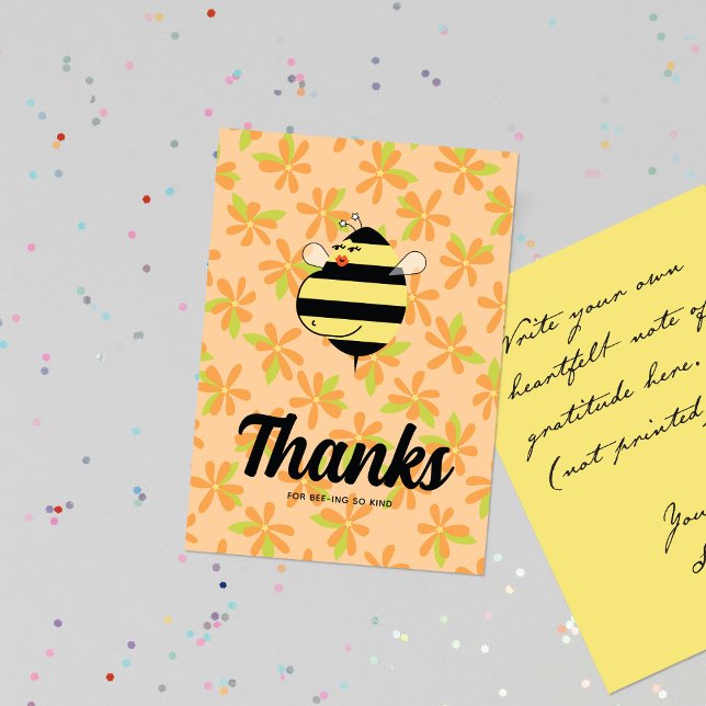 Carte De Remerciements Maman abeille enceinte Fleur Orange (Créateur téléchargé)