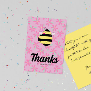 Carte De Remerciements Maman abeille enceinte Floral rose