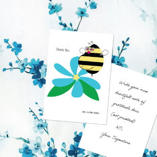 Carte De Remerciements Maman avec lunettes et ventre rond Abeille Fleur b