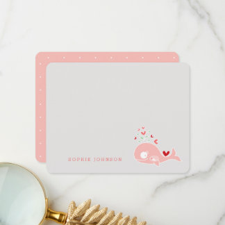 Carte De Remerciements Maman baleine enceinte rose mignonne Baby Shower