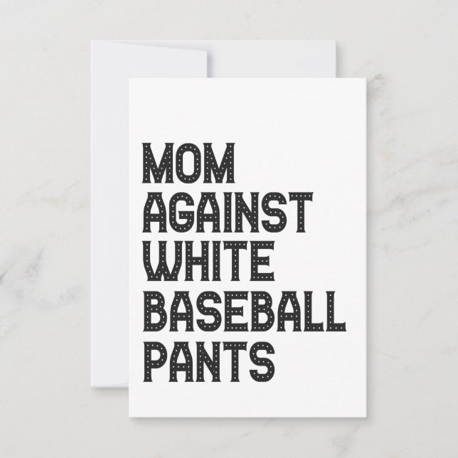 Carte De Remerciements Maman contre les pantalons de baseball blanc Drôle (Devant)