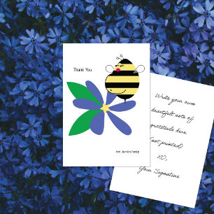 Carte De Remerciements Maman enceinte abeille fleur bleue