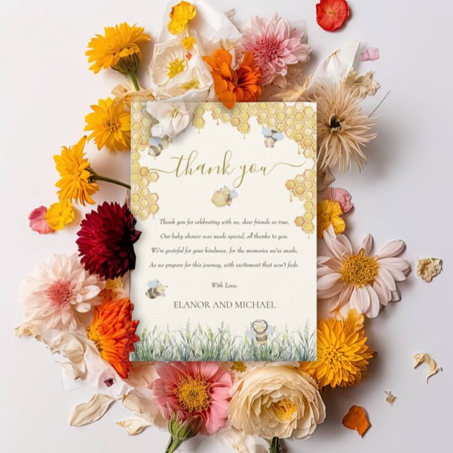 Carte De Remerciements Maman neutre pour être miel mignonne Baby shower (Créateur téléchargé)