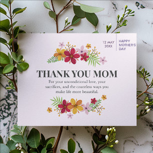 Carte De Remerciements Maman personnalisée – Fête des Mères sincère