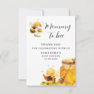 Carte De Remerciements Maman qui devient abeille Baby Shower mixte
