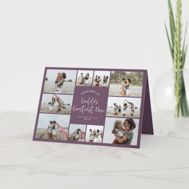 Carte De Remerciements Maman violet élégant moderne petit collage photo (Devant)
