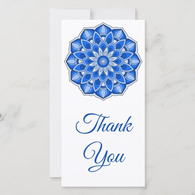 Carte De Remerciements Mandala en bleu (Devant)