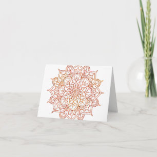 Carte De Remerciements Mandala rose et orange sur fond blanc glamour Merc